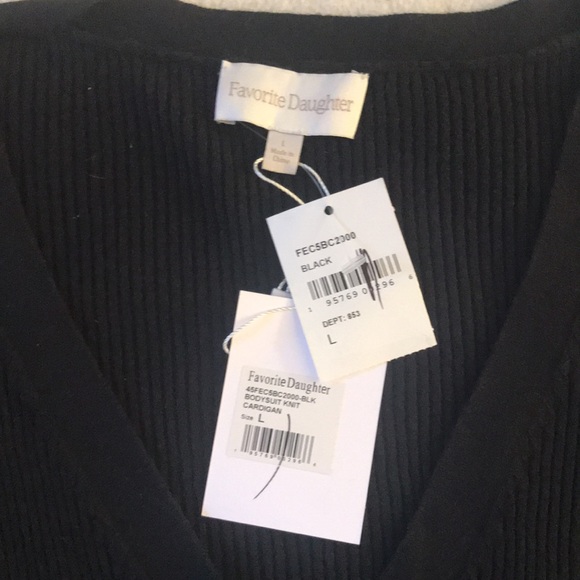 NWT | Favorite Daughter | Black Thong Knit Cardigan Bodysuit Size Large - Picture 3 of 8